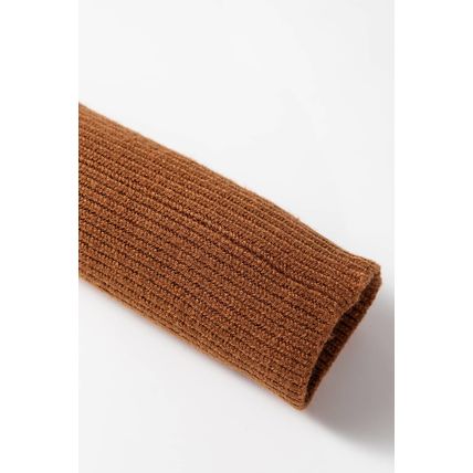 Straw Yellow Ribbed Detail Solid Color Mini Sweater Dress