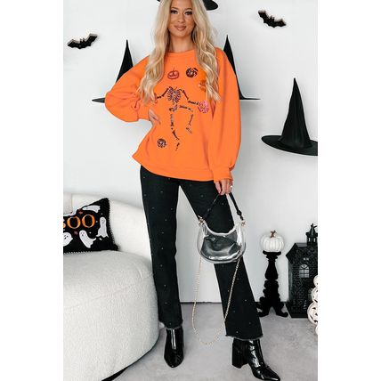 Carrot Dancing Critters Sequin Halloween Crewneck Sweatshirt