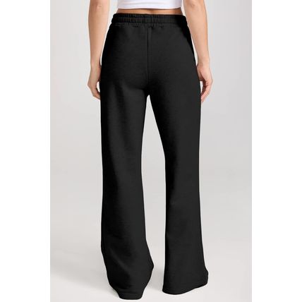Black Solid Collared Sweatshirt and High Waist Pants Active Set