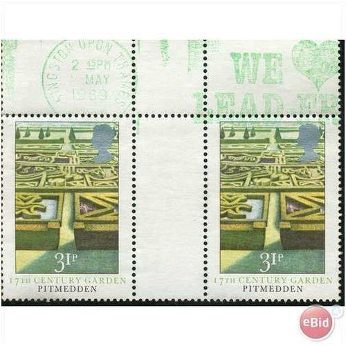 GB stamps 1983 used Gutter Pair - SG 1226 - 31p British Gardens