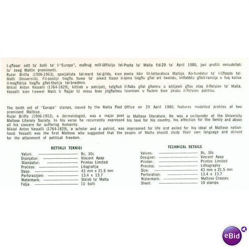 Malta Pres Pack 1980 - Europa