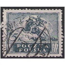 Mi 88 x: 5 Kr. steel blue Definitive Stamp: Uhlan, smooth paper.