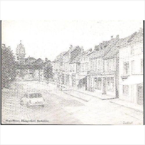 Hungerford, Berkshire - High Street - art postcard c.1980s
