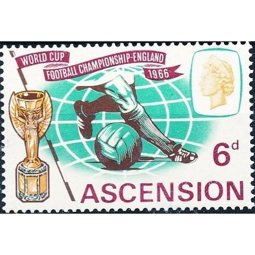 Ascension 1966 Football World Cup 6d Mounted Mint MM SG 96 Sc 101 stamp soccer