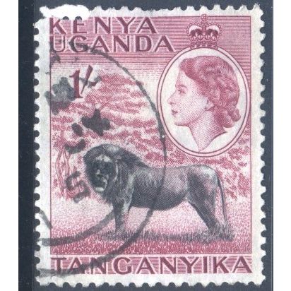 KUT - 1954 - SG175 - 1s black and purple - Lion - QE11 - used