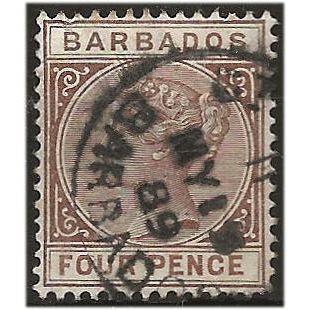 Barbados 1885 SG98 4d Pale Brown Good/Fine Used . ..