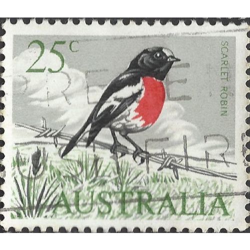AUSTRALIA, BIRD, Scarlet Robin, green 1965, 25c, #4
