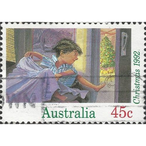 AUSTRALIA, CHRISTMAS, Waking Christmas Morning, green 1992, 45c, #4