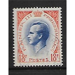 MONACO 1955 PRINCE RAINIER IIII 18F BLUE ORANGE SG 522 FINE USED#