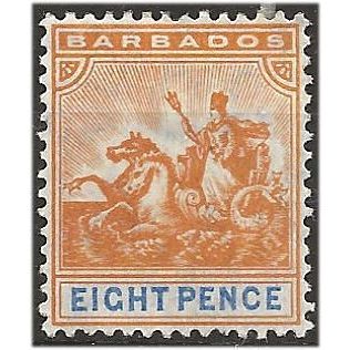 Barbados 1905 SG142 8d Orange & Ultramarine Wmk M Crown CA Mounted Mint . .. .