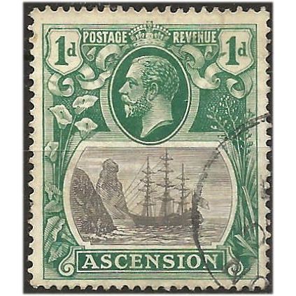 Ascension Island 1924 SG11 1d Grey-Black & Deep Blue-Green Fine Used . .. .