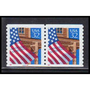 2913v 32c U.S. Flag Over Porch Very Fine MNH LGG CNP Left 66666 PA1711