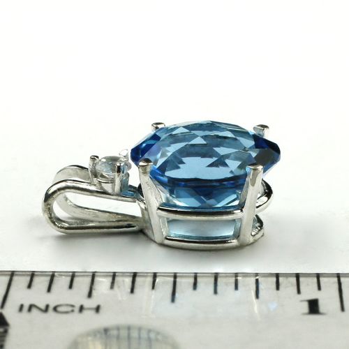 Swiss Blue Topaz, 925 Sterling Silver Pendant, SP022