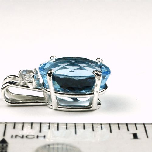 Swiss Blue Topaz, 925 Sterling Silver Pendant, SP019