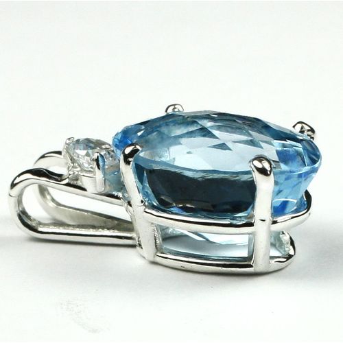 Swiss Blue Topaz, 925 Sterling Silver Pendant, SP019