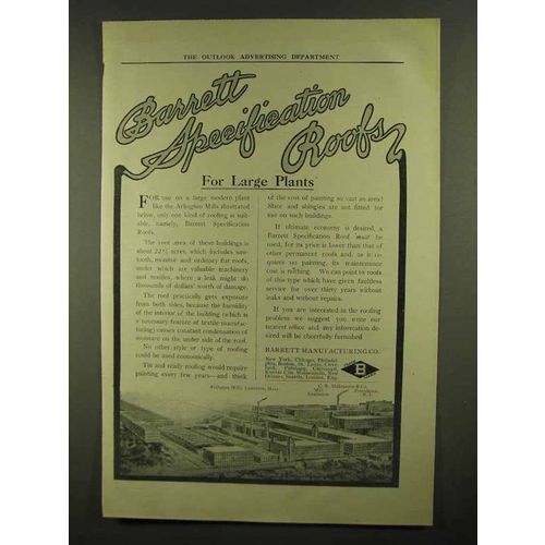 1911 Barrett Specification Roofs Ad - For Large Plants