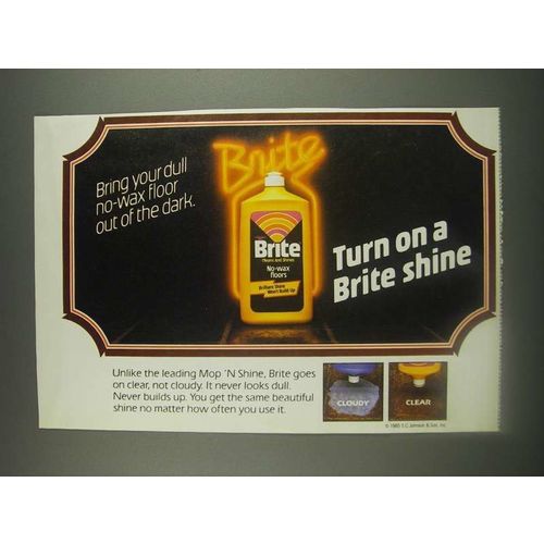1985 S.C. Johnson Brite Ad - Bring your dull no-wax floor out of the dark