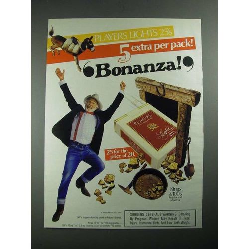1987 Players Lights Cigarettes Ad - Bonanza