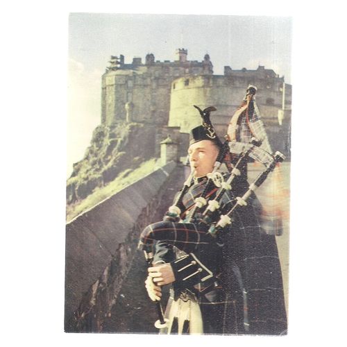 PIPER, EDINBURGH CASTLE, SCOTLAND. vintage unused postcard =