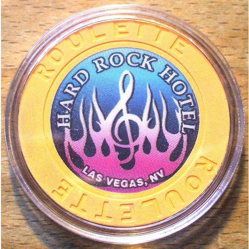 Hard Rock Casino ROULETTE Chip - Peach - LAS VEGAS - Colored Flames