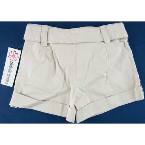 NWT Christie Brooks Girl's Tan Cuffed Shorts with Belt, Size 7