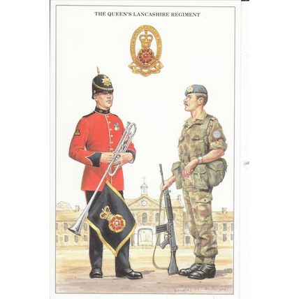 Fanfare Trumpeter & Corporal The Queens Lancahire Regiment Uniform Card U11206