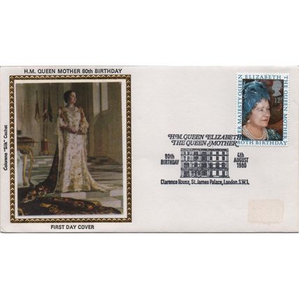 COLORANO - THE QUEEN MOTHERS 80TH BIRTHDAY 12p SILK COVER