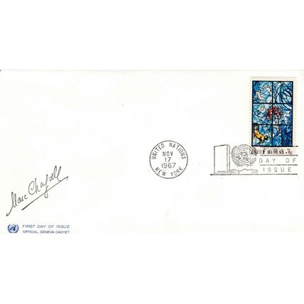United Nations 1967 Chagall Window FDC New York cancel Unaddressed VGC