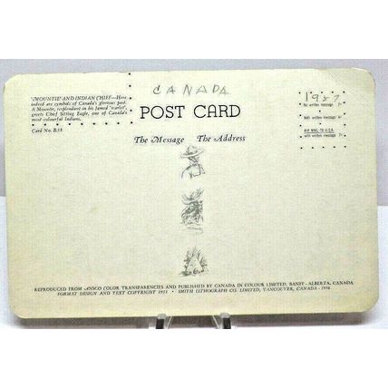 Mountie & Chief Sitting Eagle - Vintage Canada's Postcard (A11)