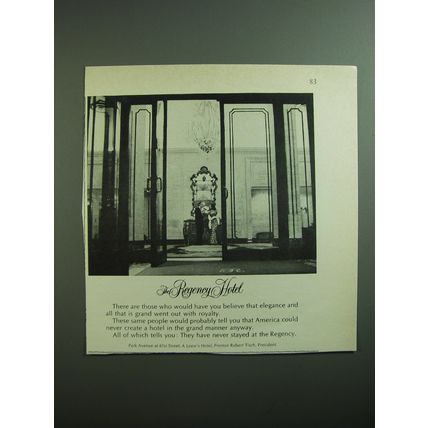 1970 The Regency Hotel, NYC Advertisement