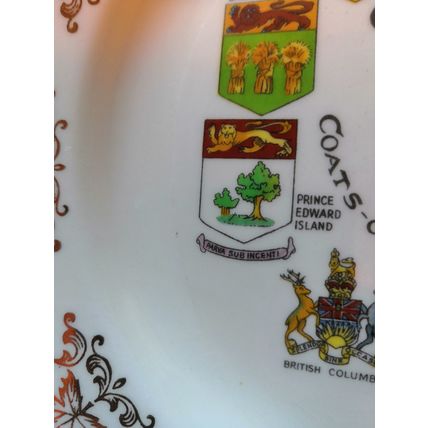 Collectible Plate, Coats of Arms & Emblems of Canada, Bone China with Gold Trim