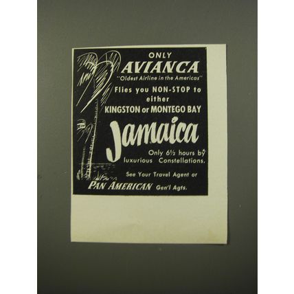 1954 Pan American Avianca Airlines Ad - oldest airline in the Americas