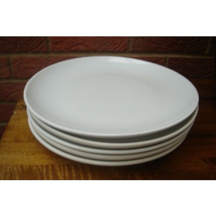Kitchen set of four WHITE LARGE CHINA PLATES with rims 28cm diameter VGC pasta