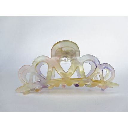 Yellow purple and pink marbled hair claw clip medium fine hair
