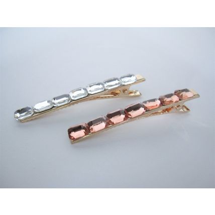 2 1/4 inch smaller clear or amber crystal alligator hair clip for fine thin