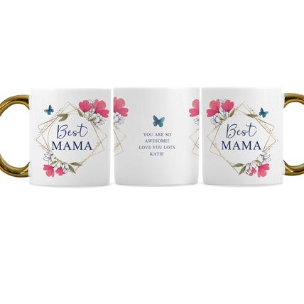 Mug bride mother mum daughter gran aunty mug floral gold handle personalised