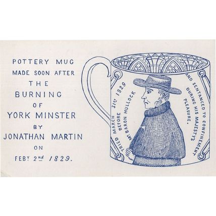York Minster Burning Politics Pottery Mug Jonathan Martin Old Postcard