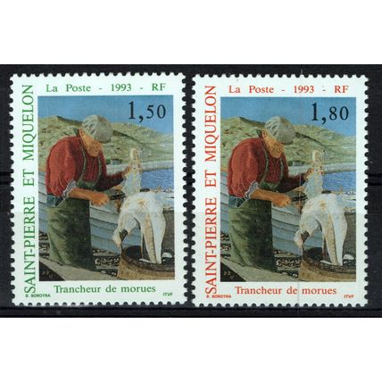 St. Pierre & Miquelon 589-590 MNH Fishing Cod Industry ZAYIX 0524S0196M