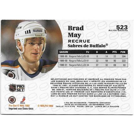 Brad May - Winnipeg Jets - Pro Set French