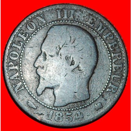 BORDEAUX: FRANCE★5 CENTIMES 1854K! NAPOLEON III (1852-1873)★LOW START★NO RESERVE