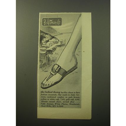 1960 B. Altman & Co. Sorrento Sandals Advertisement - The belted thong