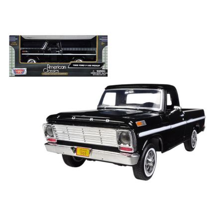 1969 Ford F-100 Pickup Truck Black 1/24 Diecast Model Car by Motormax