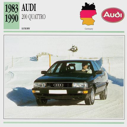 Collectors Club card. Classic Cars. Audi 200 Quattro