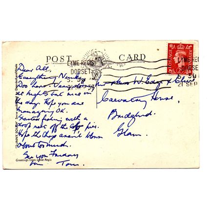 The Beach, Lyme Regis - Postally Used - Lyme Regis 21 September 1953 - Postmark