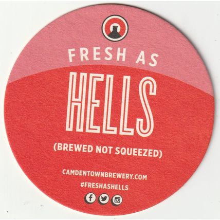 BEER MAT - CAMDEN TOWN BREWERY - FRESH AS HELLS - (Cat No 084) - (2019)