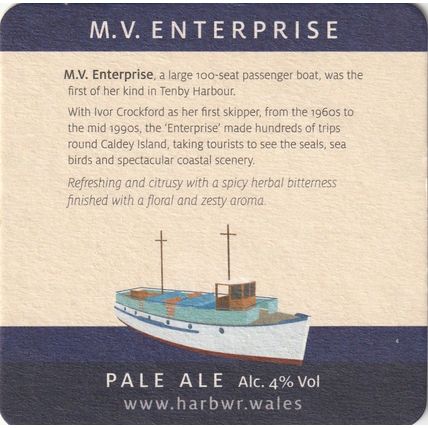 BEER MAT - TENBY HARBOUR BREWERY (WALES) - M.V. ENTERPRISE - (Cat 001) - (2017)