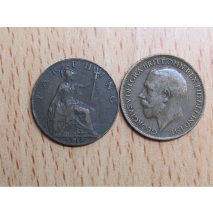 GB 1919 George V Farthing Coin