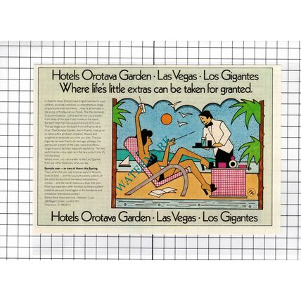 Hotel Orotava Garden Las Vegas Los Gigantes Tenerife - 1980 Advert