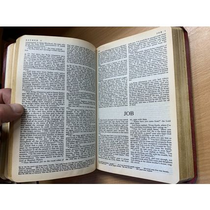 1979 "THE LIVING BIBLE" OLD & NEW TESTAMENTS USA RED FAUX LEATHER BOOK (P4)