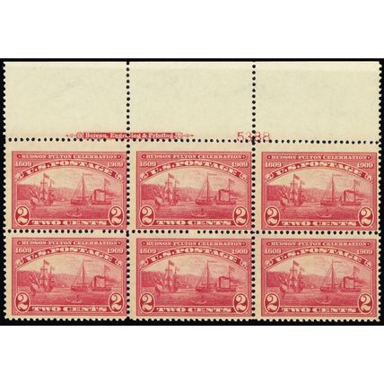 372, Mint NH 2¢ Top Plate Block of Six Stamps SCV $425 * Stuart Katz